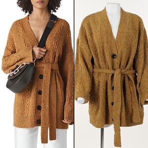 Whistles Oversized Cable Knit Wool Blend Cardigan